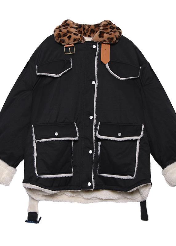 Italian Black Fine Clothes for Outfits Patchwork Leopard Tie Waist Coats
