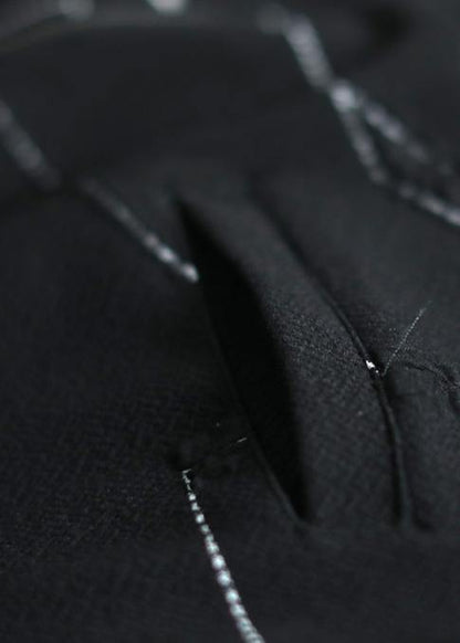 Italian Black Fine Outwear Design Hooded Zippered Coat