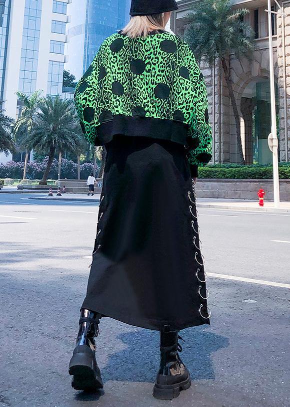 Italian Black Cotton Tunics Button Pockets Skirt