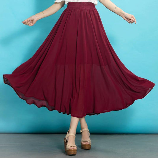 Italian Burgundy Chiffon Clothes for High Waist Robe Summer Dresses