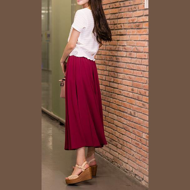 Italian Burgundy Chiffon Clothes for High Waist Robe Summer Dresses
