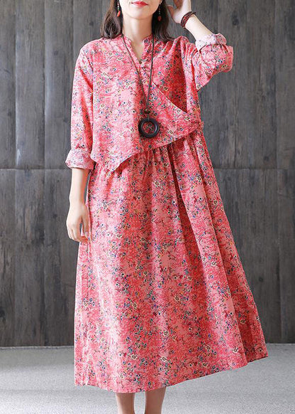 Italian Cotton Tunic Dressfashion Loose V-neck Dress