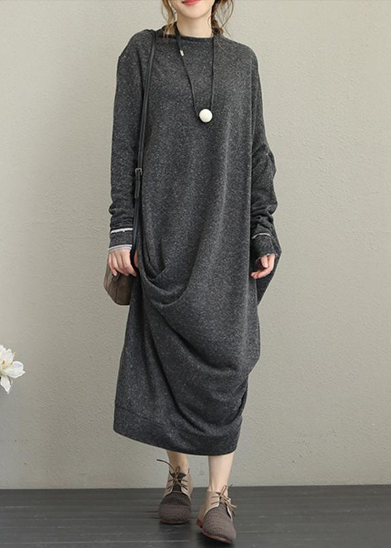Italian Cotton Tunics for Retro Long Sleeve Irregular Female Dress