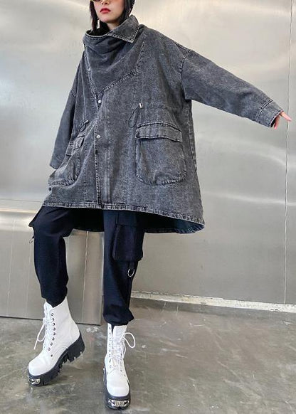 Italian Drawstring Clothes for Denim Black Gray Coats