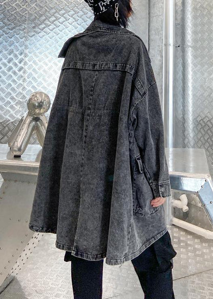 Italian Drawstring Clothes for Denim Black Gray Coats