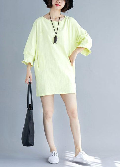 Italian Flare Sleeve Cotton Clothes Work Outfits White O Neck Dress Summer