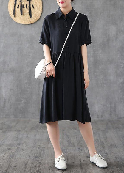 Italian Gray Quilting Dresses Lapel Cinched Art Dresses