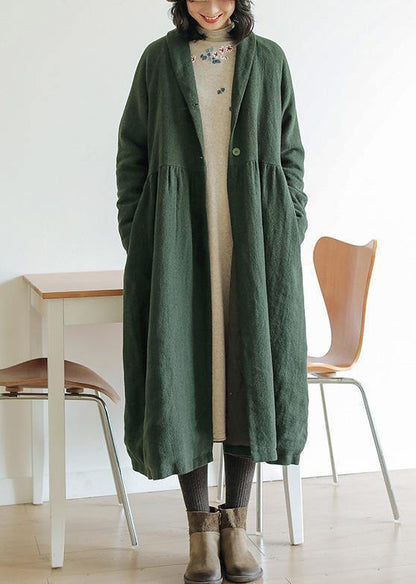 Italian Green Fine Outwear Tunic Tops Cinched Winter Coat