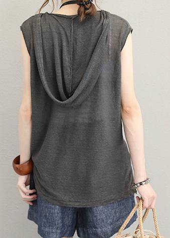 Italian Hooded Cotton Shirts Design Dark Gray Shirts Summer