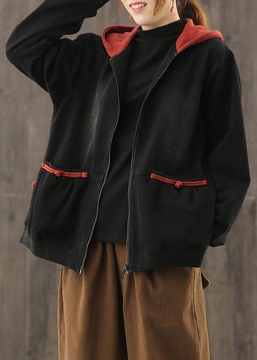 Italian Hooded Zippered Trench Coat Red Tunic Jackets