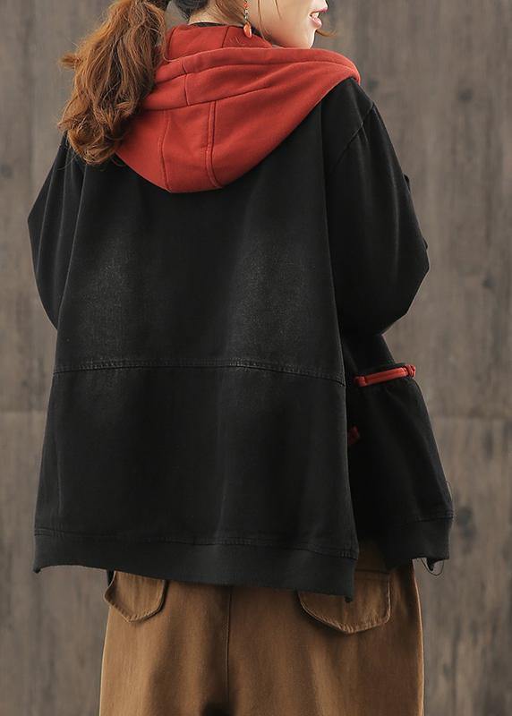 Italian Hooded Zippered Trench Coat Red Tunic Jackets