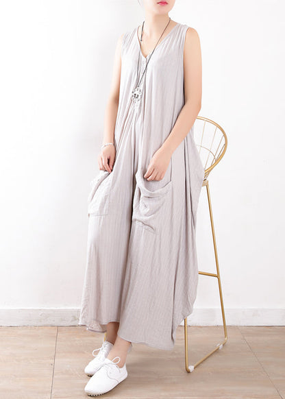 Italian Light Gray Cotton Dresses Soft Surroundings Fabrics Sleeveless Long Summer Dress