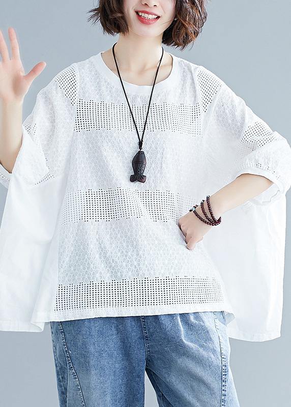 Italian O Neck Batwing Sleeve Clothes for Christmas Gifts White Blouse