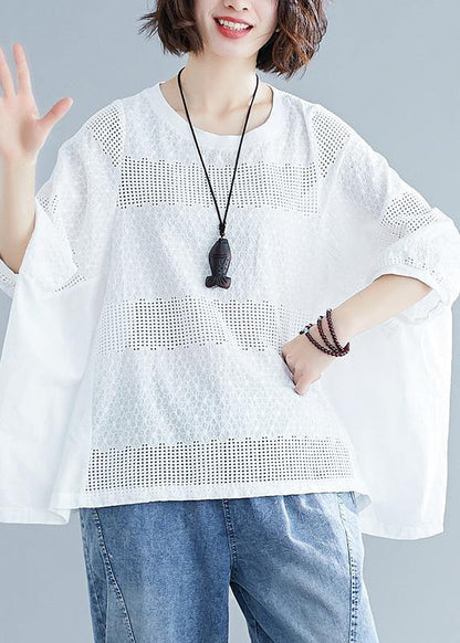 Italian O Neck Batwing Sleeve Clothes for Christmas Gifts White Blouse