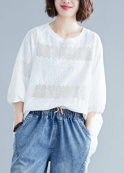 Italian O Neck Batwing Sleeve Clothes for Christmas Gifts White Blouse