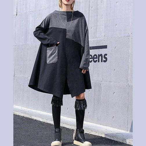Italian Patchwork Cotton Quilting Clothes Pattern Black Knee Dress