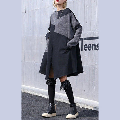 Italian Patchwork Cotton Quilting Clothes Pattern Black Knee Dress