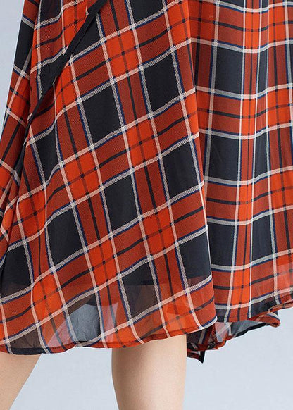 Italian Plaid Chiffon Clothes Sleeve Sleeveless Summer Dresses