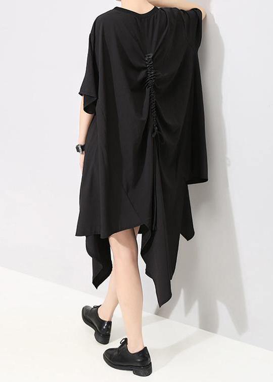 Italian Irregular Cut Loose Round Neck Dress
