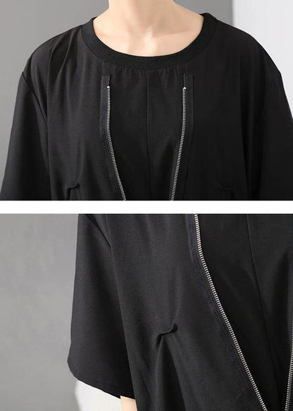 Italian Irregular Cut Loose Round Neck Dress