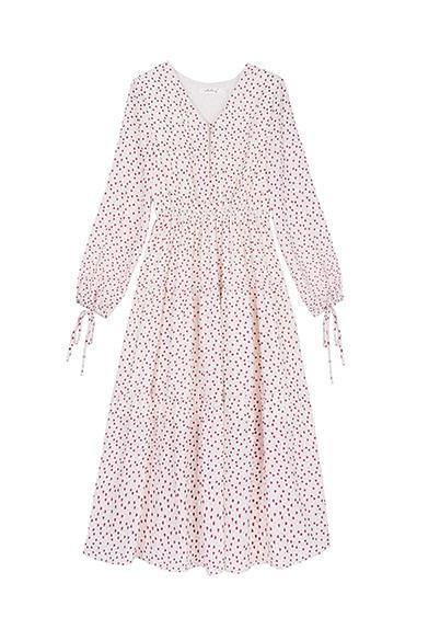 Italian Prints Blended Clothes for V Neck Fall Dress