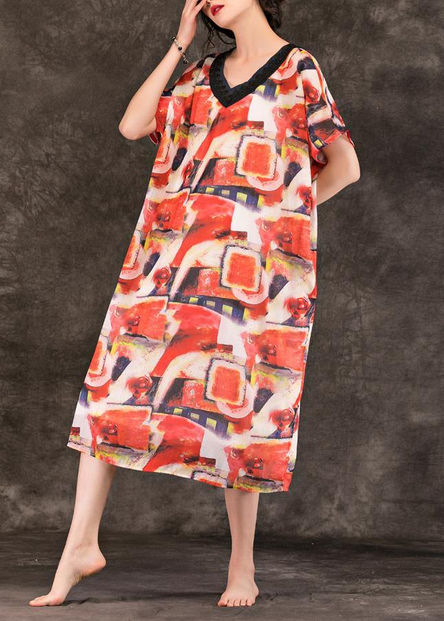 Italian V Neck Pockets Dress Multicolor Dress Summer