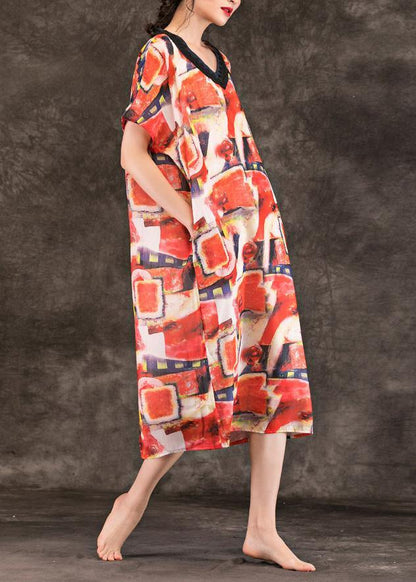 Italian V Neck Pockets Dress Multicolor Dress Summer