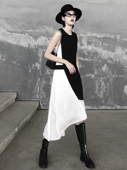 Italian White Cotton Wardrobes O Neck Asymmetric Baggy Dress