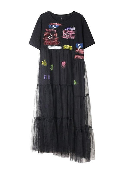 Italian White Prints Cotton Dresses Patchwork Lace Summer Dresses