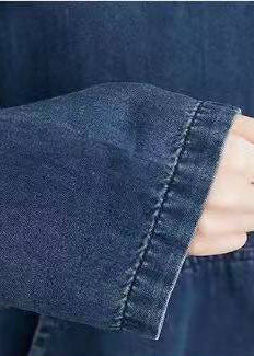 Italian Hooded Pockets Spring Clothes Denim Blue Traveling Dresses