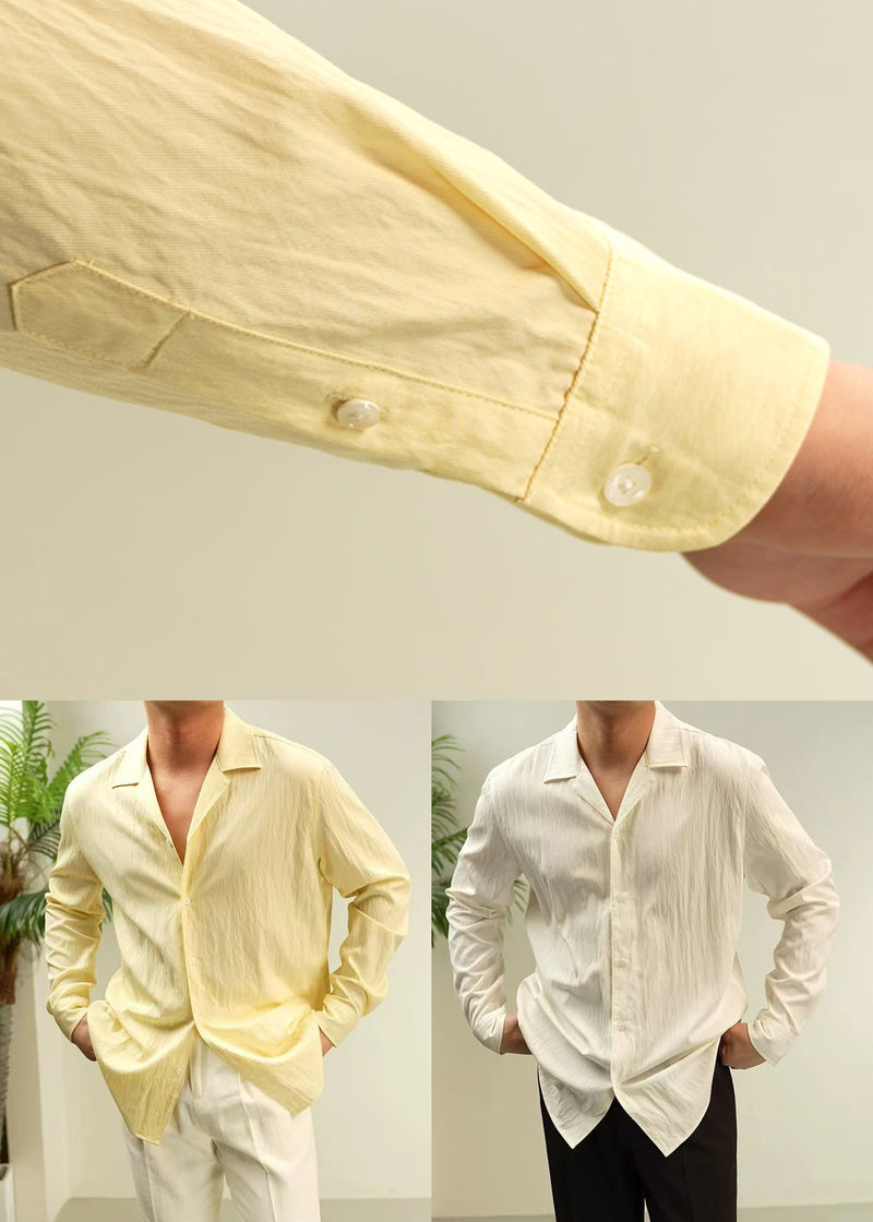 Ivory White Button Cotton Fall Shirt Peter Pan Collar