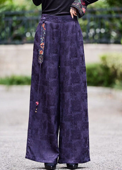 Jacquard Beige High Waist Patchwork Satin Straight Pants Summer