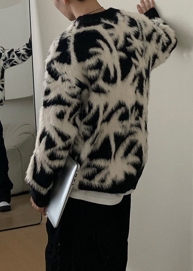 Jacquard Coffee Fluffy Cozy Sweaters O Neck Winter