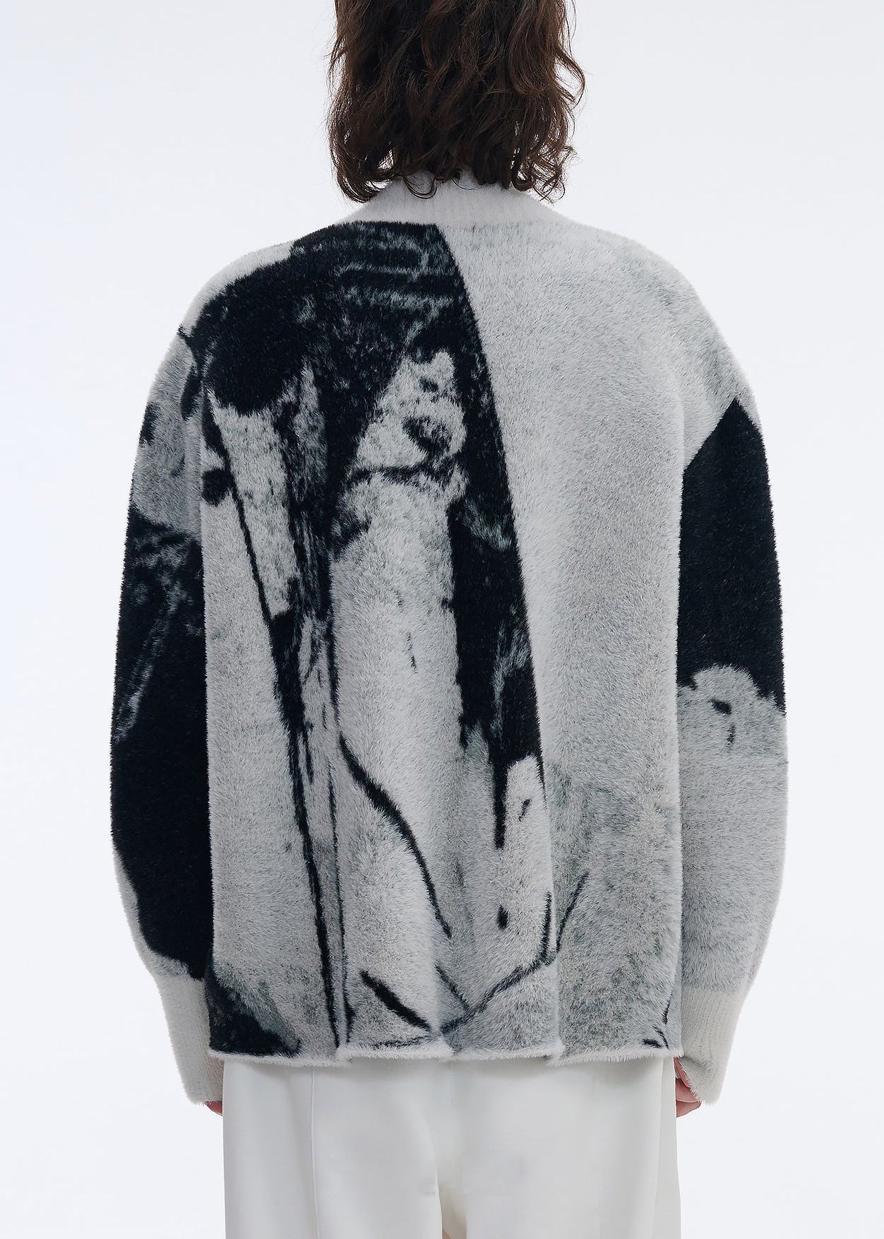 Jacquard Grey Asymmetrical Zip Up Patchwork Knit Cardigans Fall