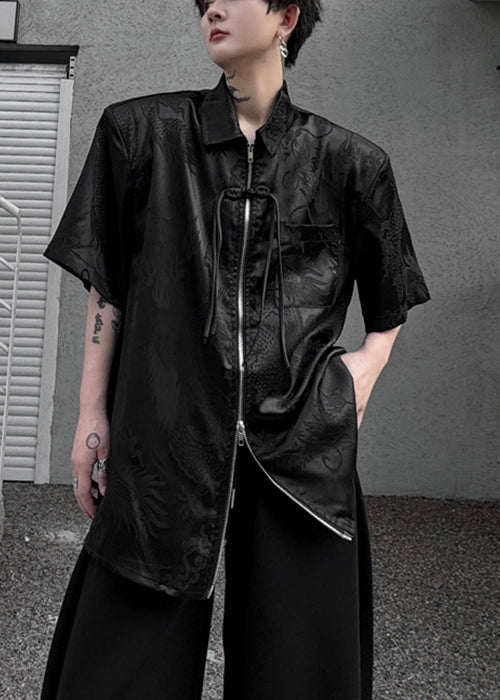 Jacquard White Peter Pan Collar Button Silk Shirts Summer