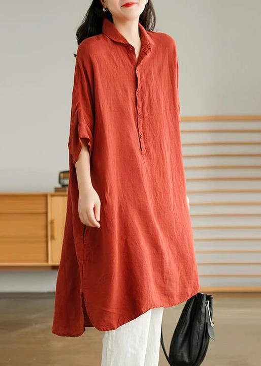 Jade Blue-snowflake Linen Linen Shirt Dress