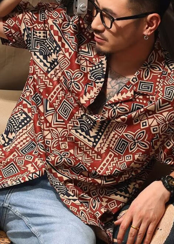 Japanese Cuban Collar Shirt for in Hawaii Summer