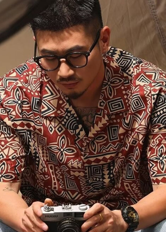 Japanese Cuban Collar Shirt for in Hawaii Summer