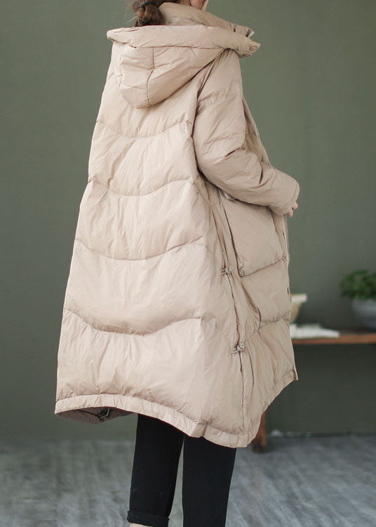 Khaki Duck Down Down Jacket Hooded Winter