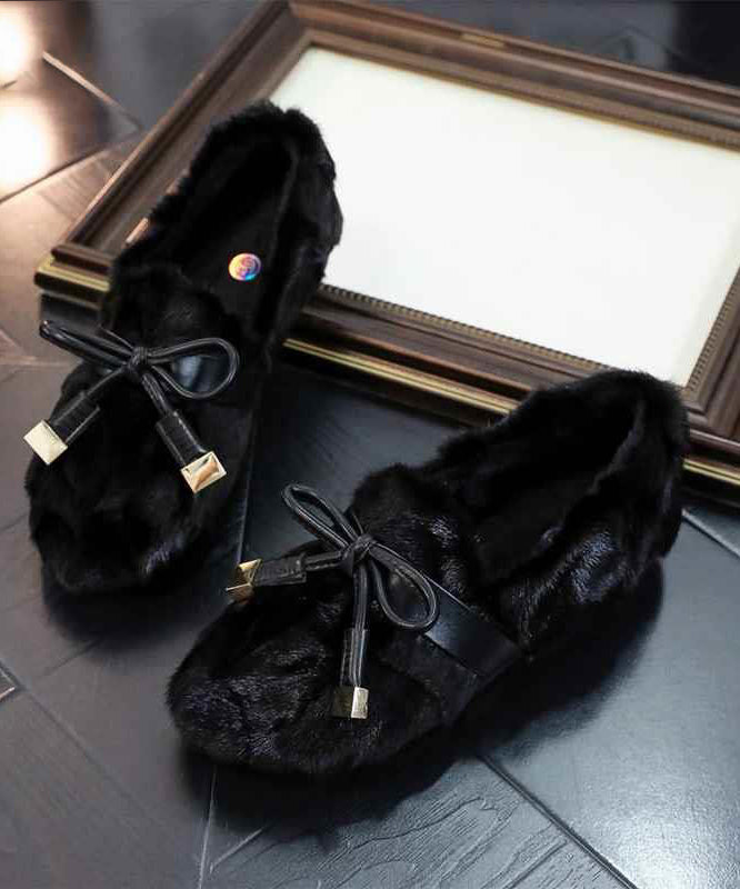 Khaki Mink Hair Splicing Penny Loafers Fuzzy Wool Lined