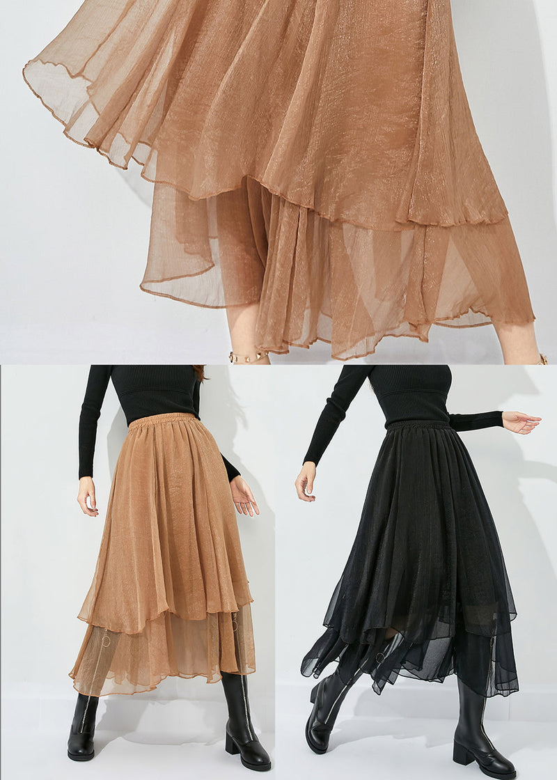 Khaki Layered Tulle a Line Skirts Exra Large Hem Oversized Summer