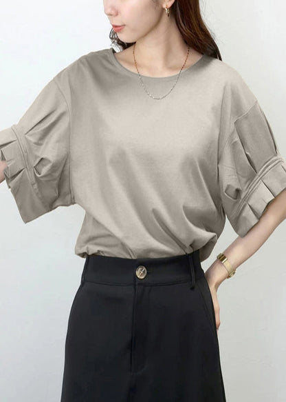 Khaki Oversized Cotton Tank Wrinkled Summer