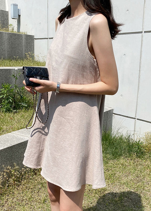 Khaki Patchwork Mid Dresses Sleeveless