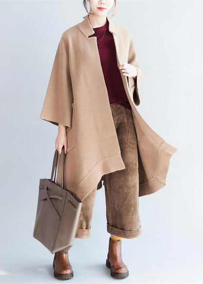 Khaki Oversized Woolen Coats Loose Woolen Jackets Outwear