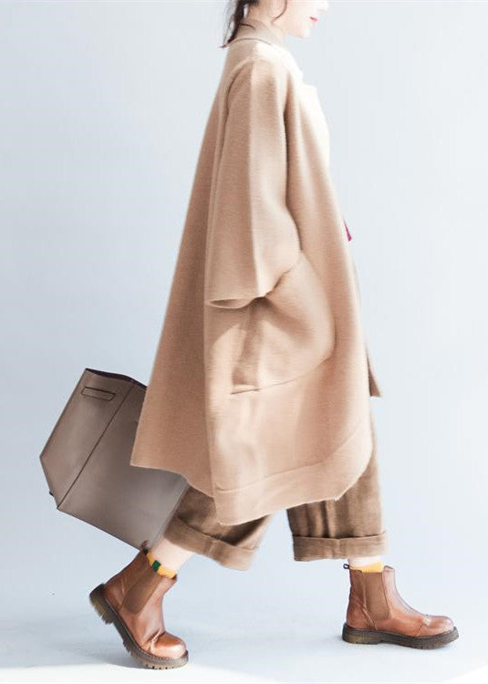 Khaki Oversized Woolen Coats Loose Woolen Jackets Outwear