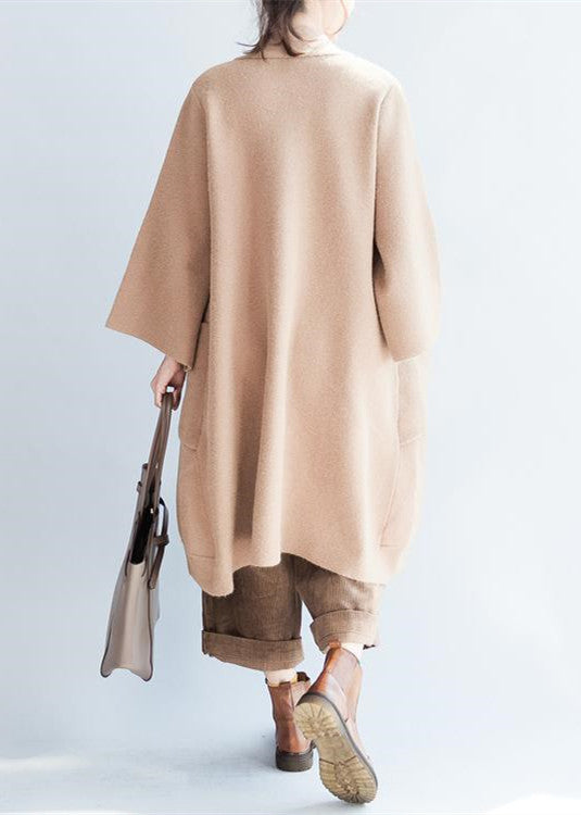 Khaki Oversized Woolen Coats Loose Woolen Jackets Outwear