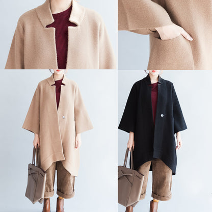 Khaki Oversized Woolen Coats Loose Woolen Jackets Outwear
