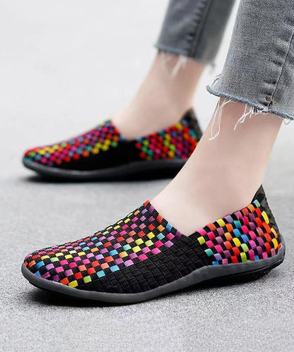 Knit Fabric Black Diy Soft Splicing Flats Shoes Soolinen Shoes-20251