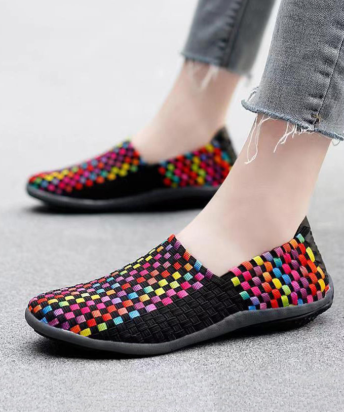 Knit Fabric Black Diy Soft Splicing Flats Shoes Soolinen Shoes-20251