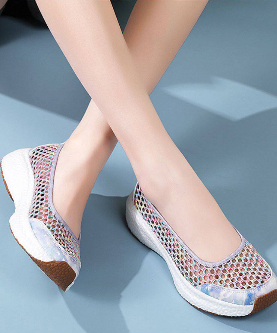 Knit Fabric Flat Shoes for Hollow Out Flat Shoes for